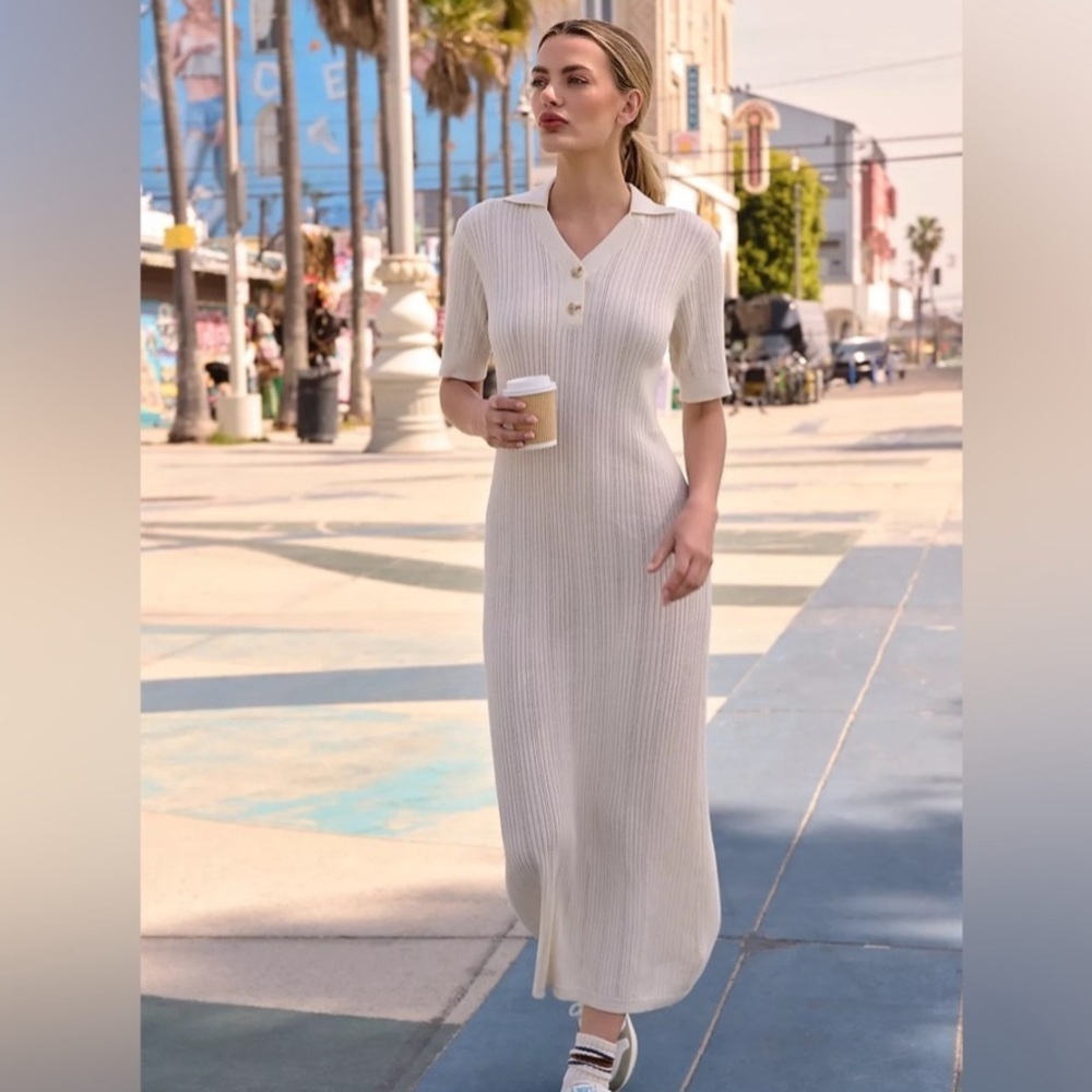 SOLD Varley Andrea Knit Maxi Dress White NWT - Picture 14 of 14